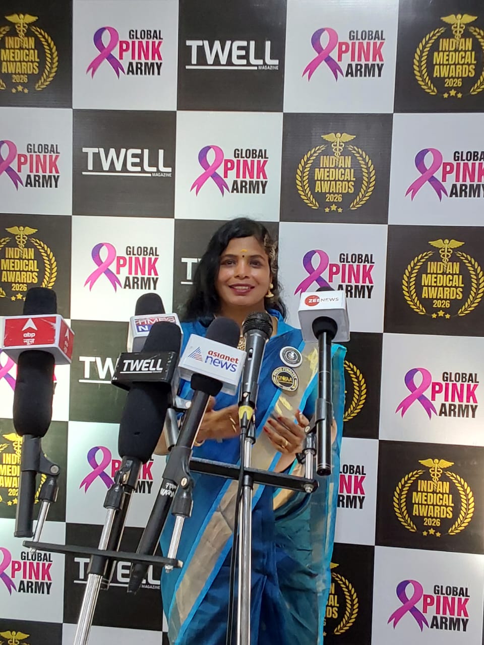 Addressing the press at the Global Pink Army / Indian Medical Awards 2026